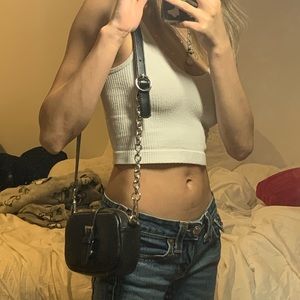 brandy melville small black leather bag